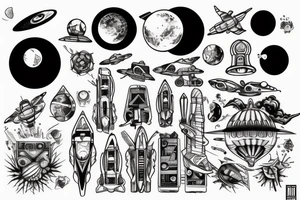 Spaceship with sky is the limit tattoo idea