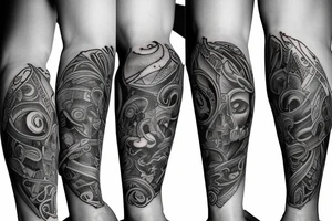 Cool design for a knee sleeve tattoo idea