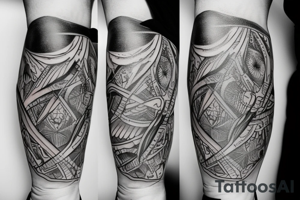 Cool design for a knee sleeve tattoo idea