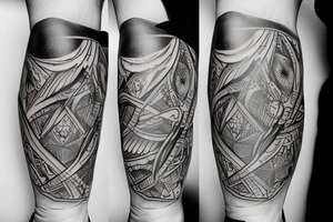 Cool design for a knee sleeve tattoo idea