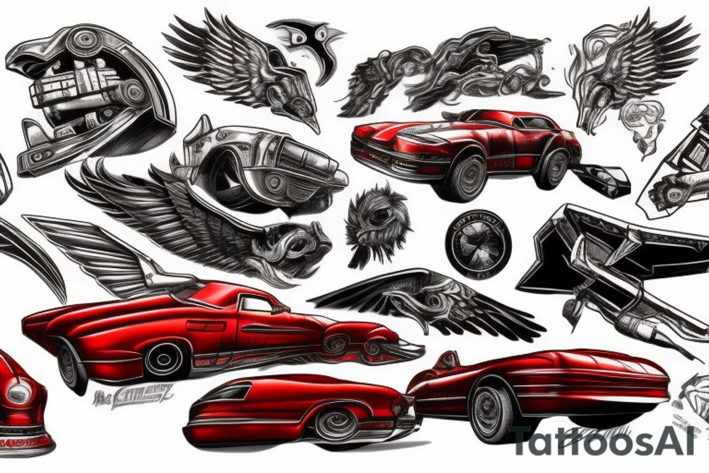 Red eagle car from Carmageddon videogame tattoo idea