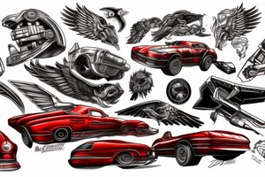 Red eagle car from Carmageddon videogame tattoo idea