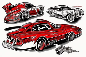 Red eagle car from Carmageddon videogame tattoo idea
