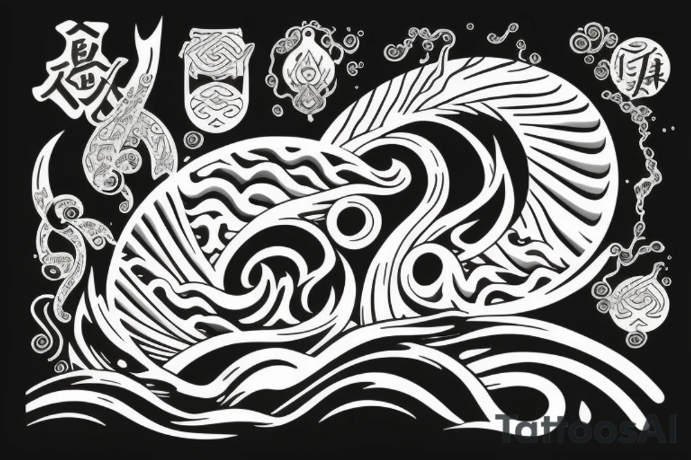 The water element symbol from avatar the last air bender, but the waves are Japanese style tattoo idea