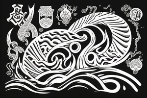 The water element symbol from avatar the last air bender, but the waves are Japanese style tattoo idea