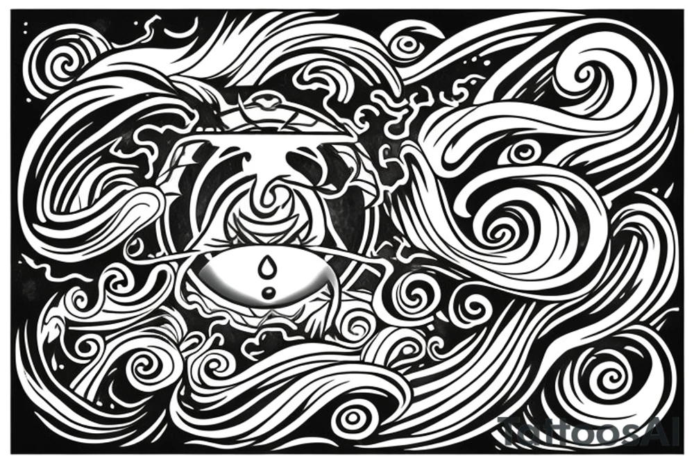 The water element symbol from avatar the last air bender, but the waves are Japanese style tattoo idea