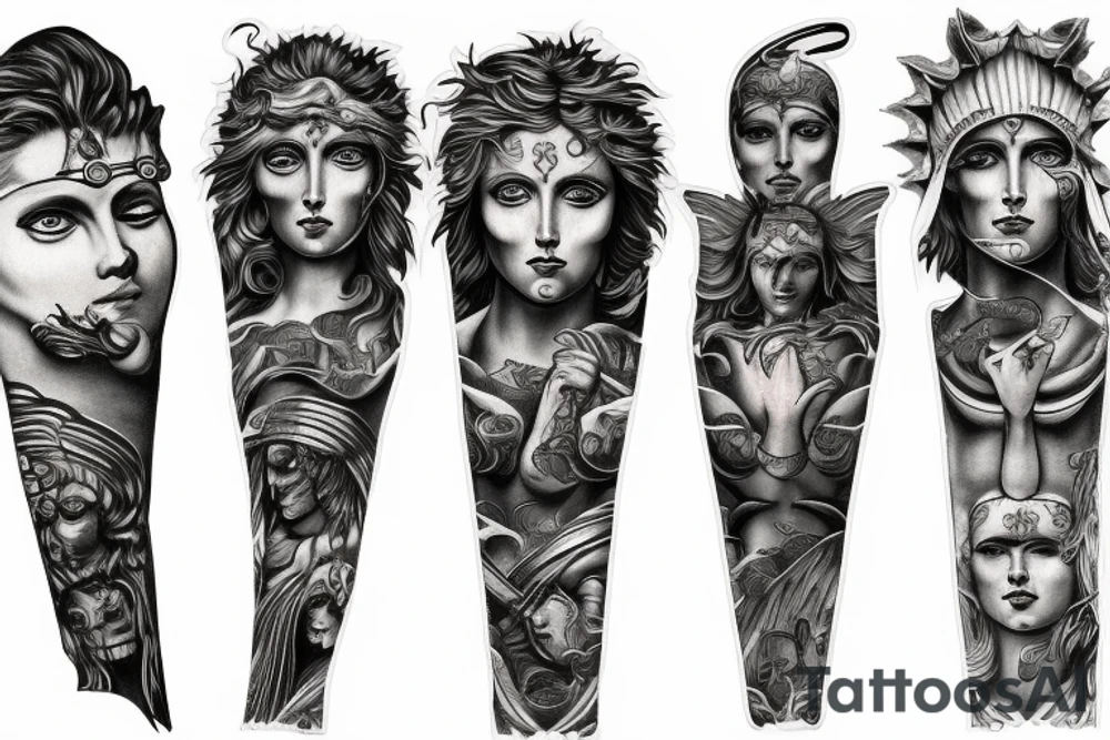 Roman god battle stance tattoo idea