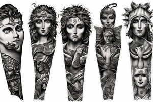 Roman god battle stance tattoo idea