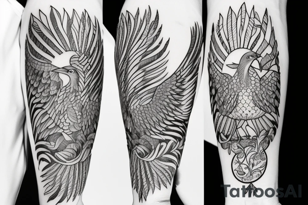 Phoenix bird with letter "ANNS" tattoo idea
