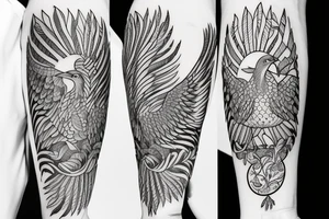 Phoenix bird with letter "ANNS" tattoo idea