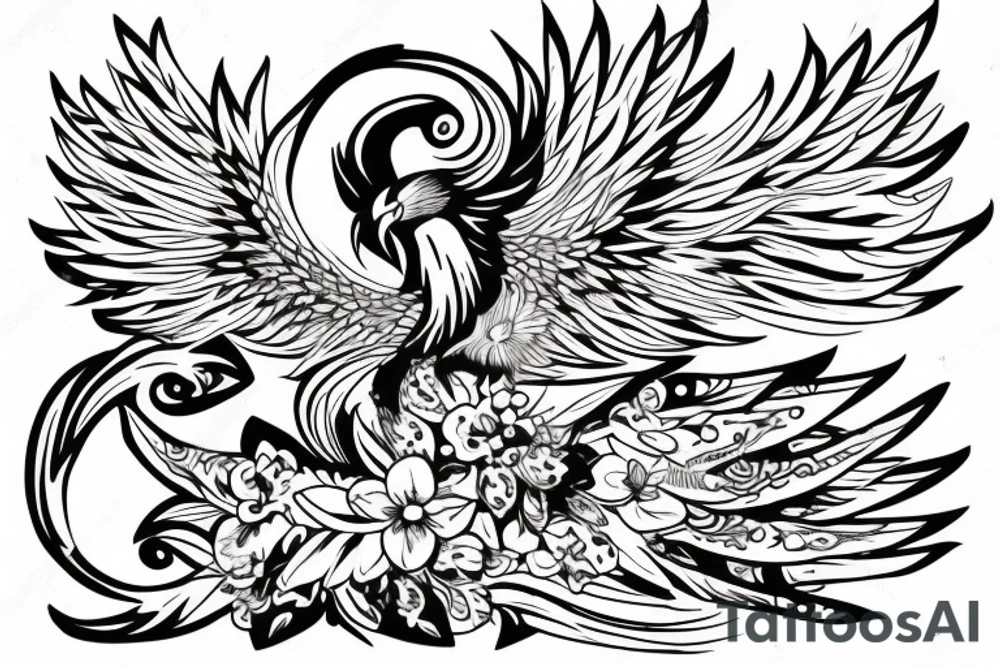 Phoenix bird with letter "ANNS" tattoo idea