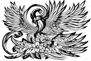 Phoenix bird with letter "ANNS" tattoo idea