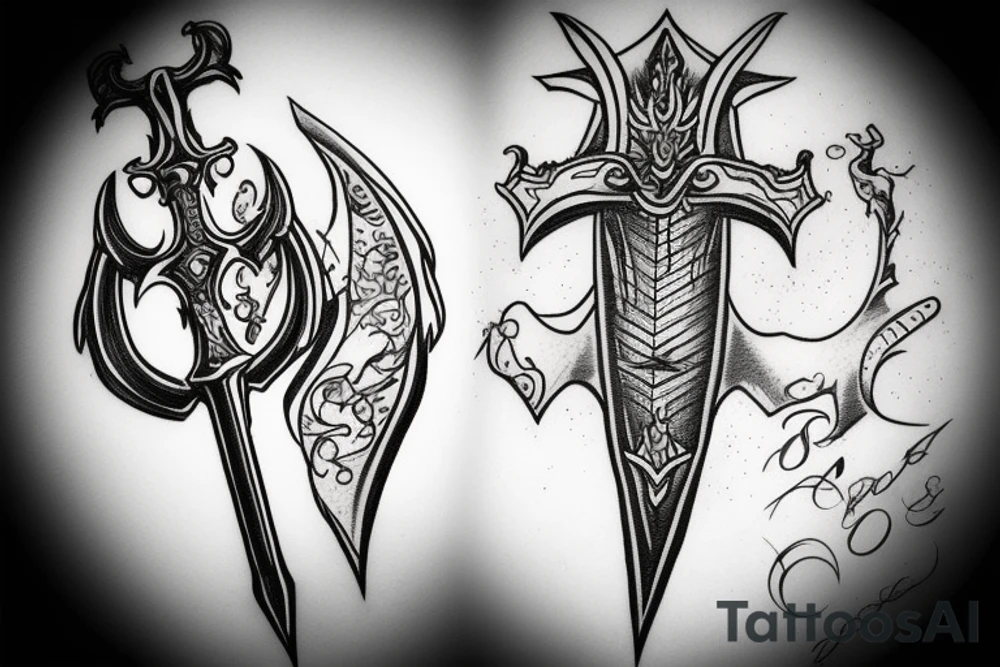 Three sword stab heart tattoo idea