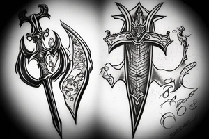 Three sword stab heart tattoo idea