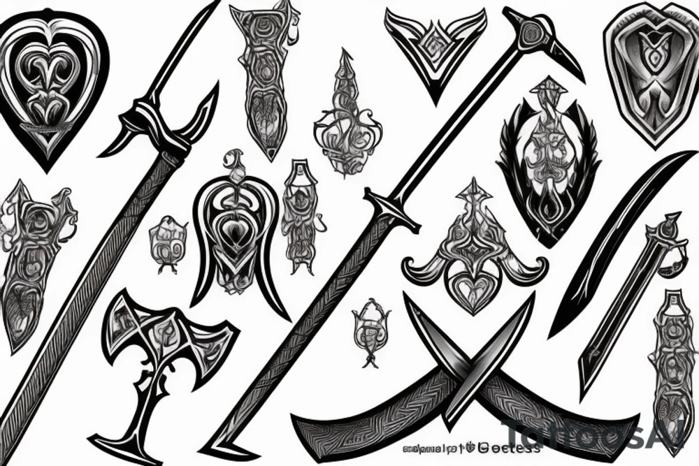 Three sword stab heart tattoo idea