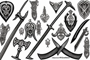 Three sword stab heart tattoo idea