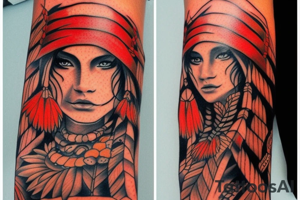 Red indian girl tattoo tattoo idea