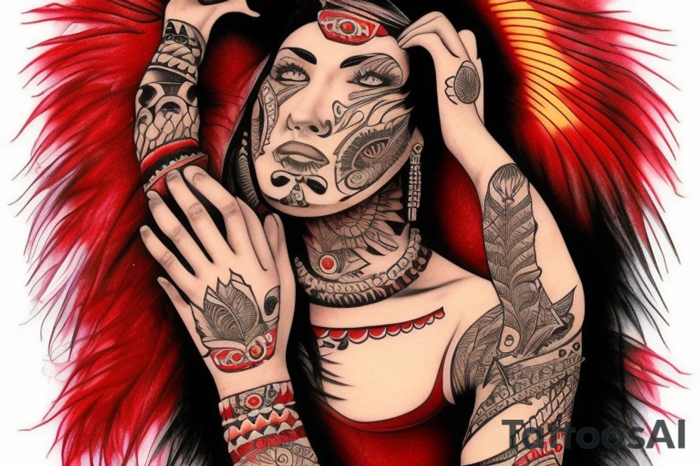 Red indian girl tattoo tattoo idea