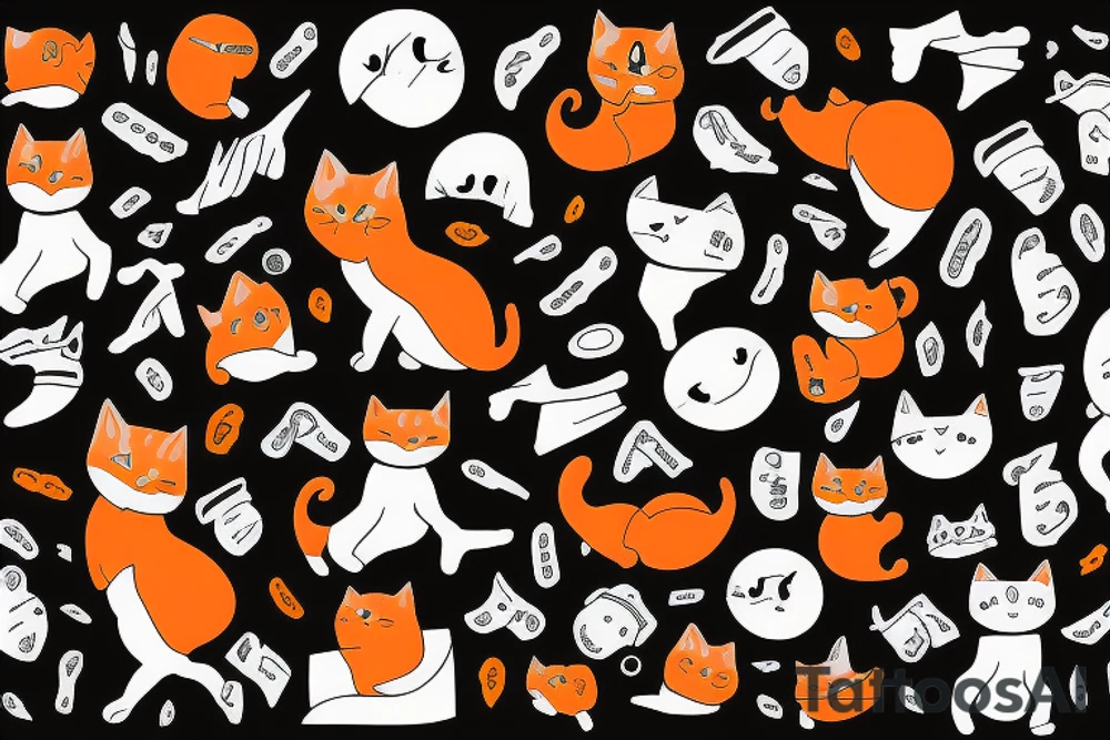 An orange cat wearing a tuxedo and performing a dance move tattoo idea An orange cat wearing a tuxedo and performing a dance move tattoo idea