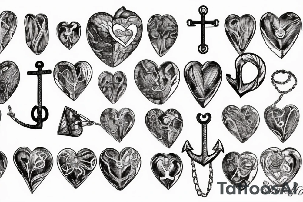 Anatomical heart, chains, anchor tattoo idea
