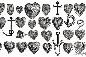 Anatomical heart, chains, anchor tattoo idea