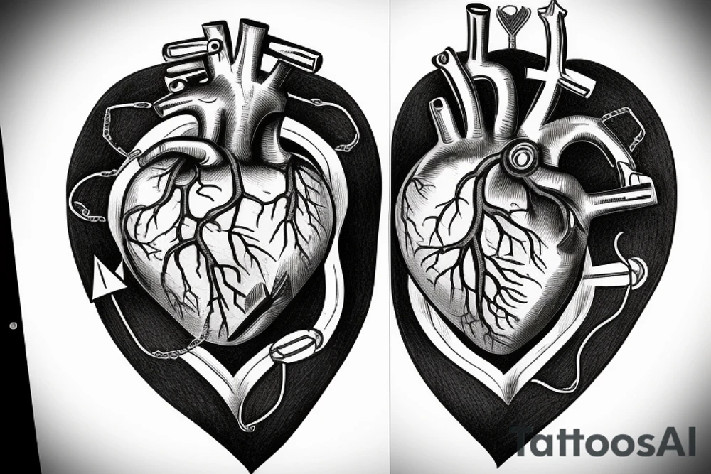 Anatomical heart, chains, anchor tattoo idea