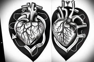 Anatomical heart, chains, anchor tattoo idea