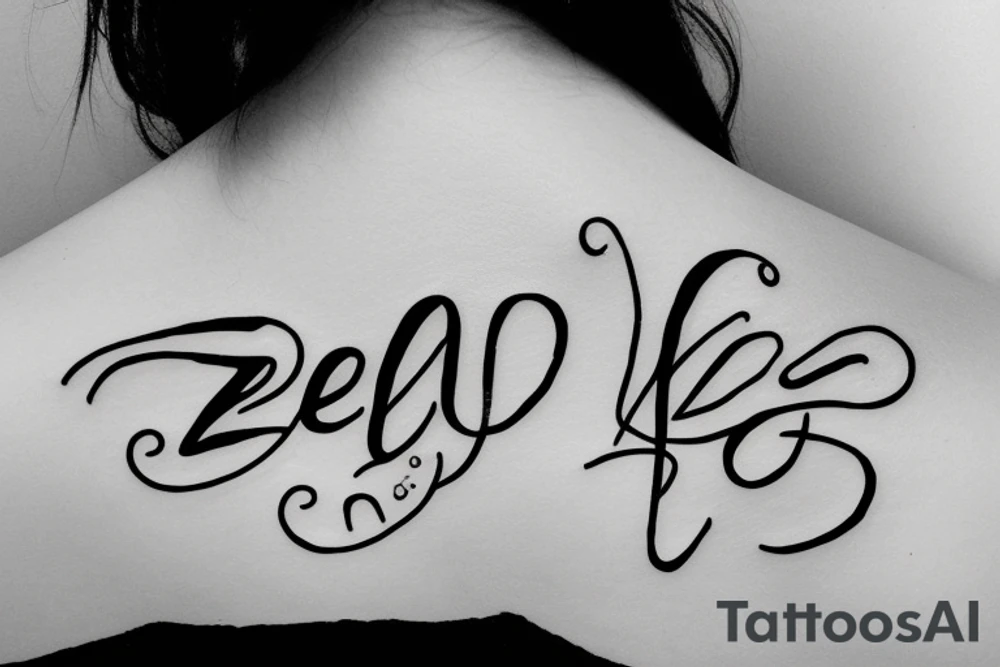 "zeel" name is written in handwriting tattoo idea
