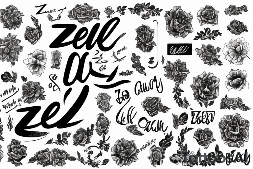 "zeel" name is written in handwriting tattoo idea