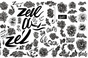 "zeel" name is written in handwriting tattoo idea