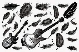Guitar, feather, music tattoo idea
