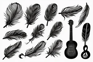 Guitar, feather, music tattoo idea