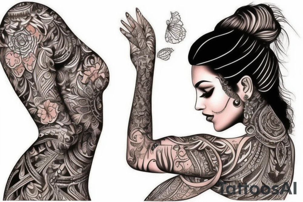 Beautiful slim Indian girl tattoo idea