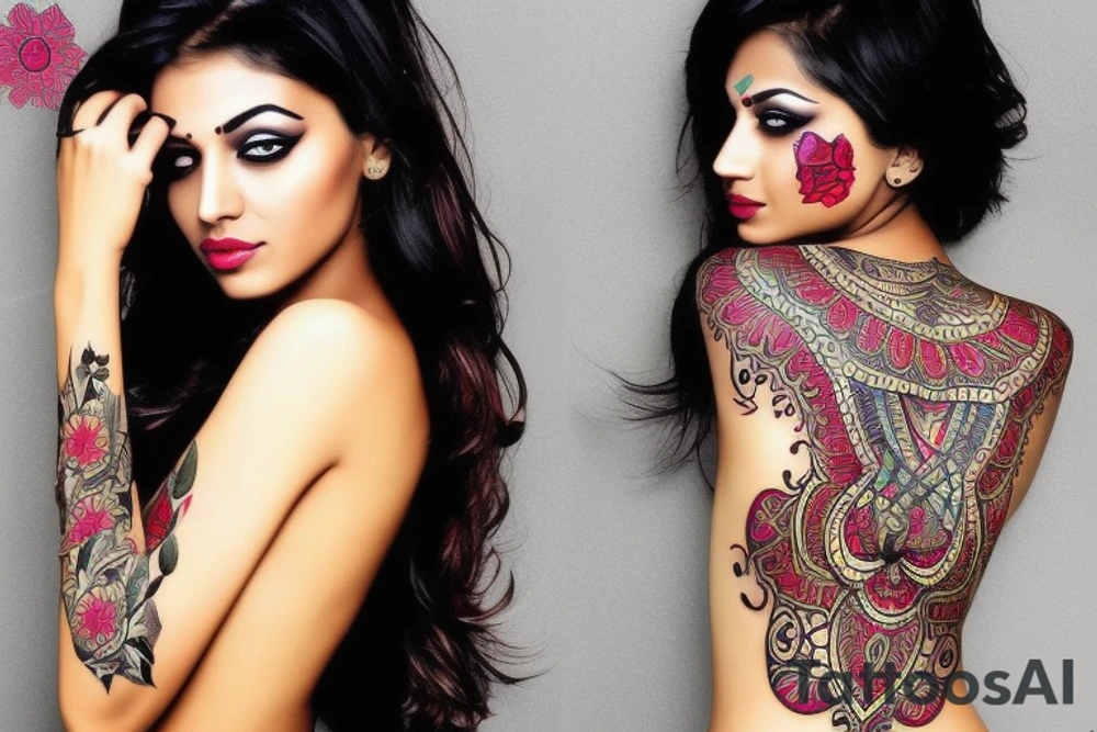 Beautiful slim Indian girl tattoo idea