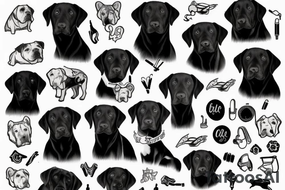 Black labrador with a collar tattoo idea