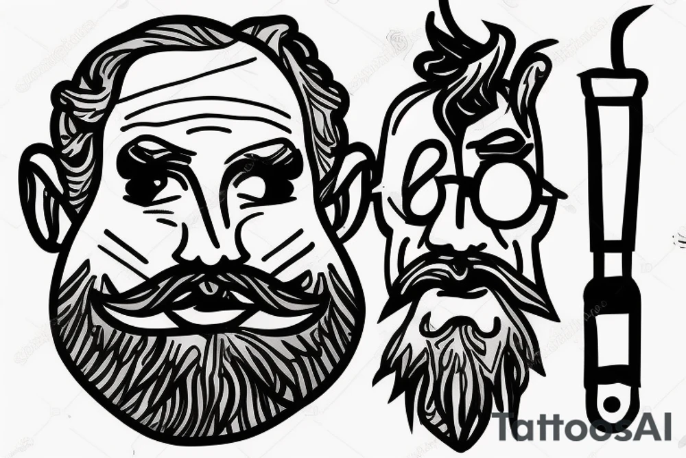 Bearded man smoking a joint tattoo idea
