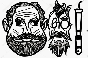 Bearded man smoking a joint tattoo idea