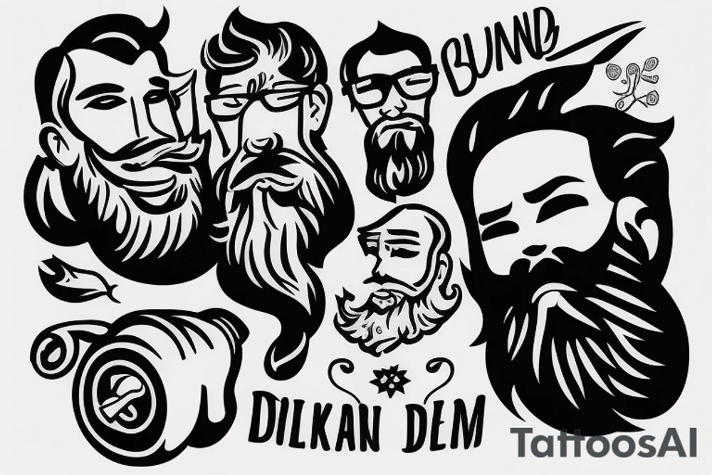 Bearded man smoking a joint tattoo idea