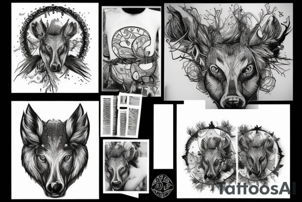 Hirsch mit Bergen tattoo idea