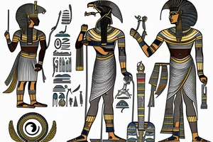 Egyptian Gods Horus and Ra holding a scarab tattoo idea