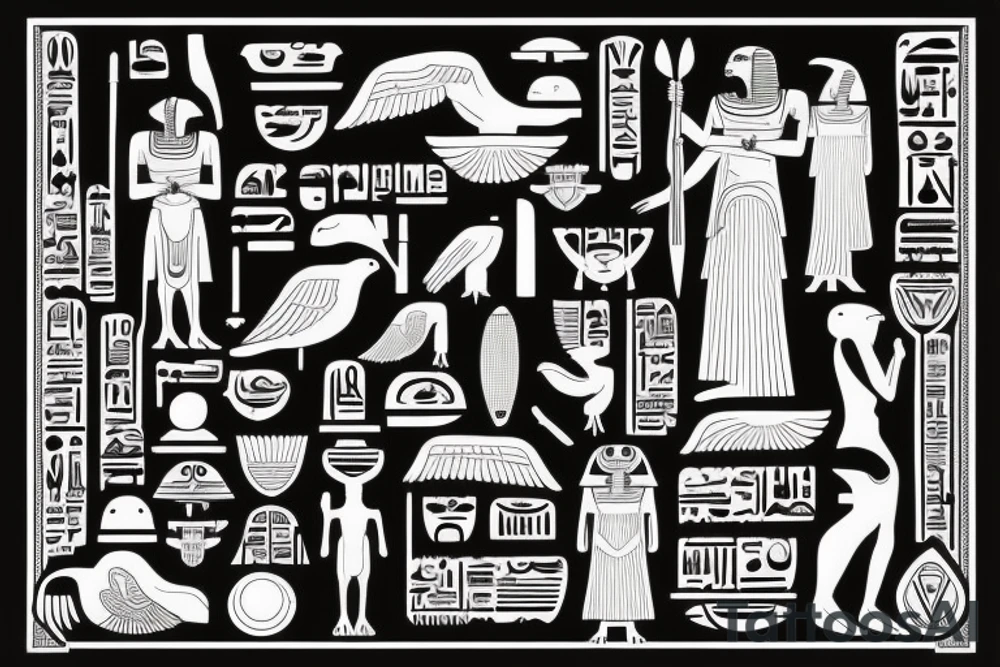 Egyptian Gods Horus and Ra holding a scarab tattoo idea