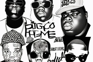 A hip hop tattoo that unites the artists Notorious BIG, 50 Cent and Sido. tattoo idea