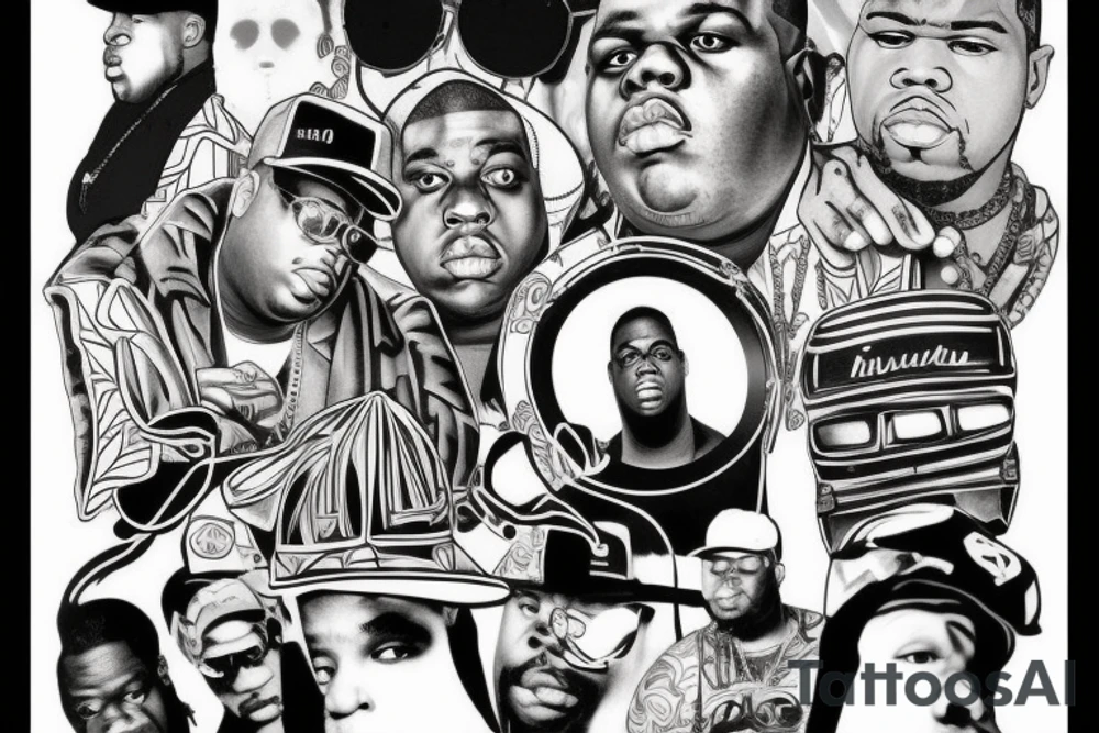 A hip hop tattoo that unites the artists Notorious BIG, 50 Cent and Sido. tattoo idea A hip hop tattoo that unites the artists Notorious BIG, 50 Cent and Sido. tattoo idea