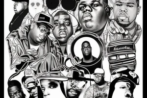 A hip hop tattoo that unites the artists Notorious BIG, 50 Cent and Sido. tattoo idea
