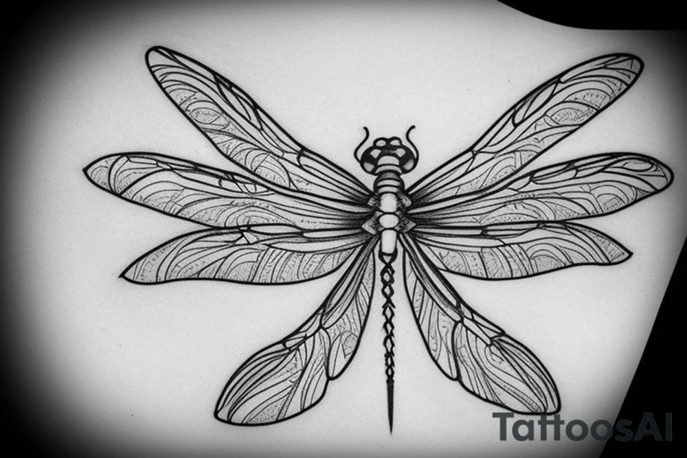 fineline dragonfly small thin lines mistic tattoo idea