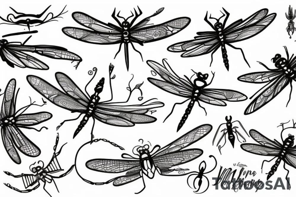 fineline dragonfly small thin lines mistic tattoo idea