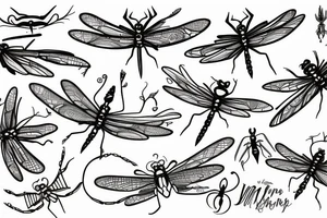 fineline dragonfly small thin lines mistic tattoo idea