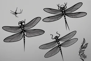 fineline dragonfly small thin lines mistic  minimalism tattoo idea