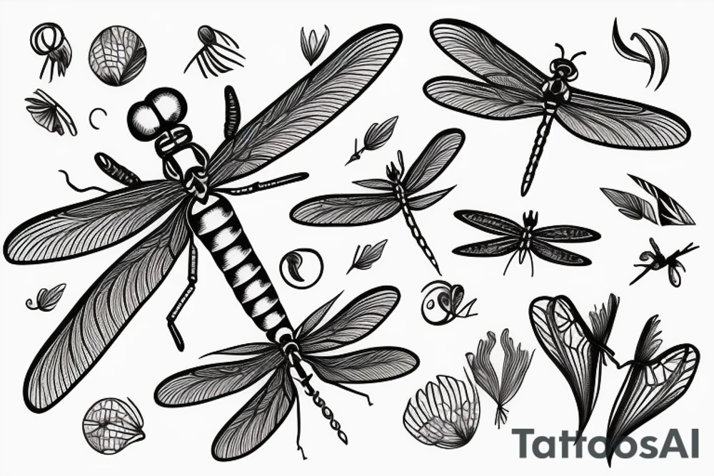 fineline dragonfly small thin lines mistic  minimalism tattoo idea