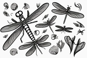 fineline dragonfly small thin lines mistic  minimalism tattoo idea